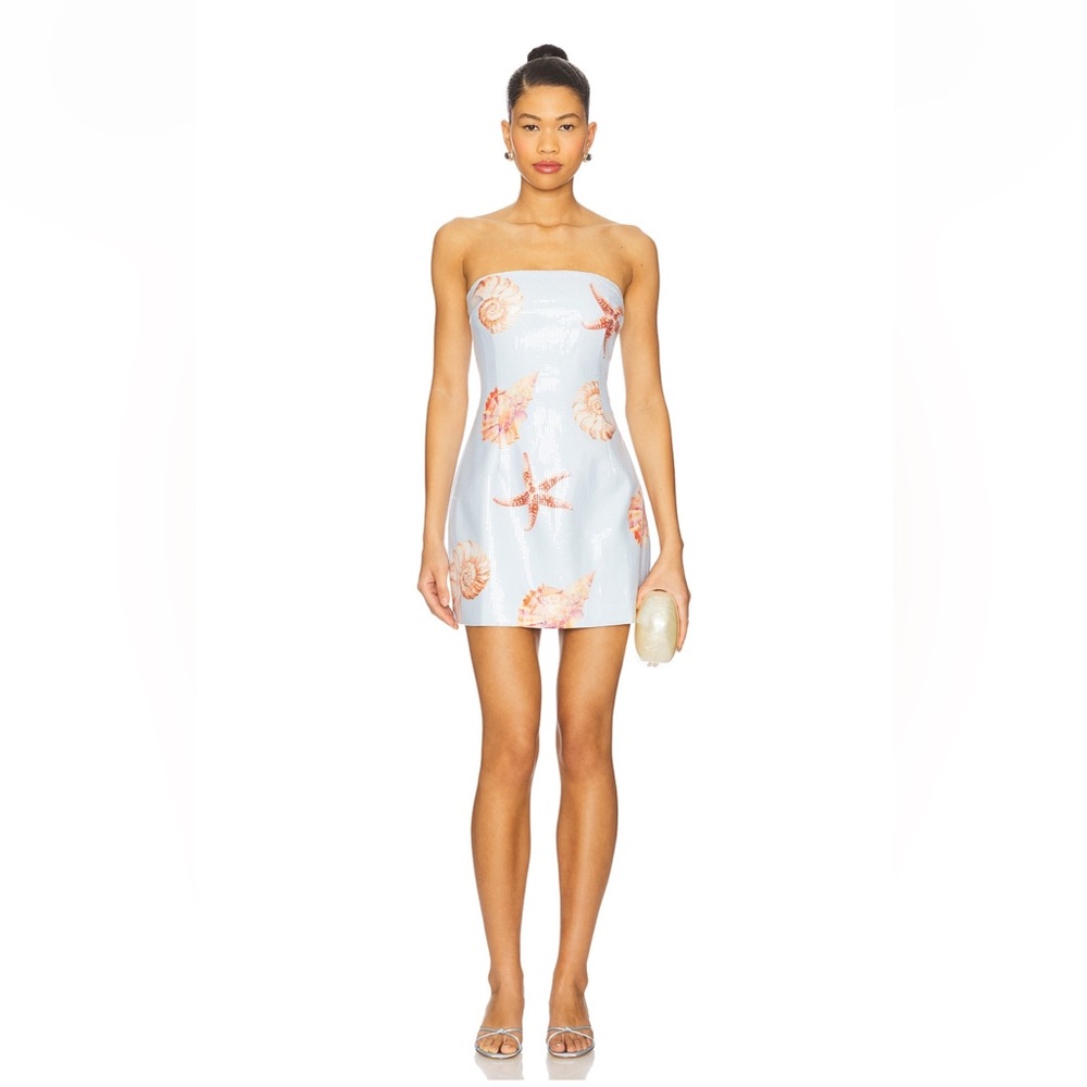Runaway the Label Strapless Sequin Dress in Blue and Pink